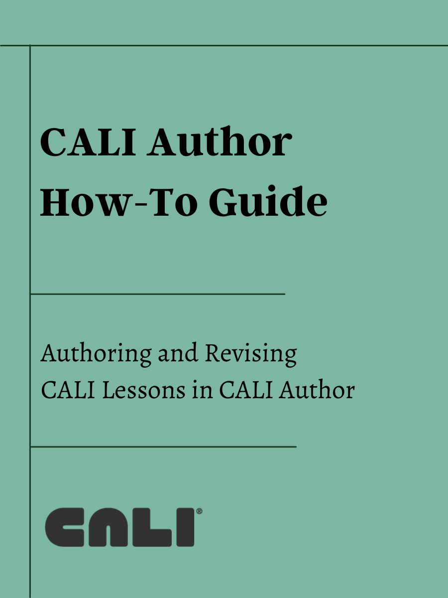 Cover image for CALI Author How-To Guide